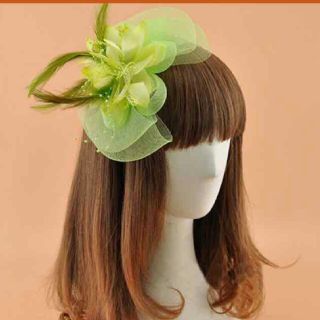 【美品】 ライトグリーン リボン ヘッドドレス ヘアアクセサリー ♪ 結婚式(ヘッドドレス/ドレス)