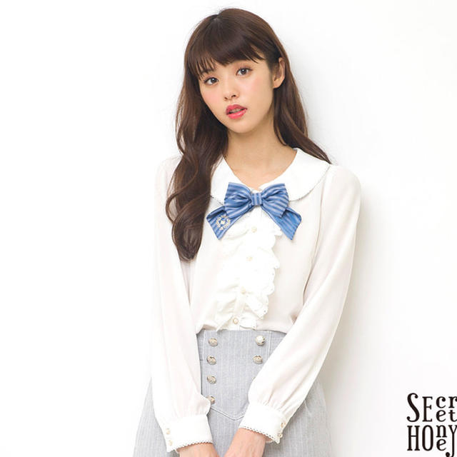 Secret Honey(シークレットハニー)の♡リボンフリルブラウス♡半袖♡ レディースのトップス(シャツ/ブラウス(半袖/袖なし))の商品写真