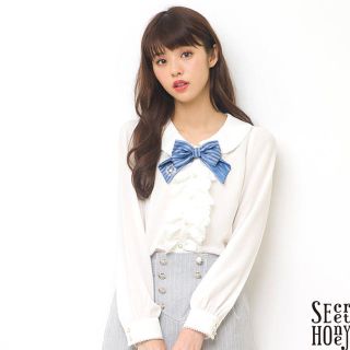 シークレットハニー(Secret Honey)の♡リボンフリルブラウス♡半袖♡(シャツ/ブラウス(半袖/袖なし))