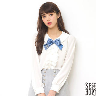 シークレットハニー(Secret Honey)の♡リボンフリルブラウス♡半袖♡(シャツ/ブラウス(半袖/袖なし))