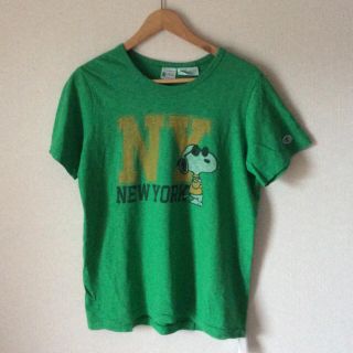 チャンピオン(Champion)のChampion × PEANUTS コラボ ランナーズタグ Tシャツ M 緑(Tシャツ/カットソー(半袖/袖なし))