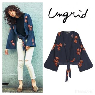 アングリッド(Ungrid)の【新品】アングリッド エンブロイダリーサテンブラウス Ungrid(カーディガン)