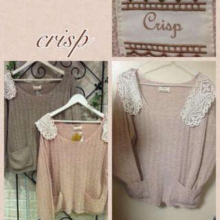 クリスプ(Crisp)のcrisp♡淡ピンクレースカラーニット(ニット/セーター)