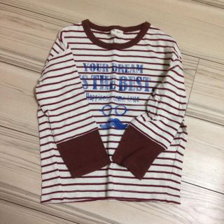 シマムラ(しまむら)のしまむら 美品 ヒゲ×ボーダーデザインカットソー 120㎝(Tシャツ/カットソー)