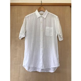 グローバルワーク(GLOBAL WORK)の【GLOBAL WORK】メンズ/麻混の半袖シャツ/ホワイト/size:M(シャツ)