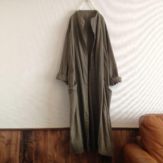 カーキカラートッパーロングコート レディースのジャケット/アウター(ロングコート)の商品写真