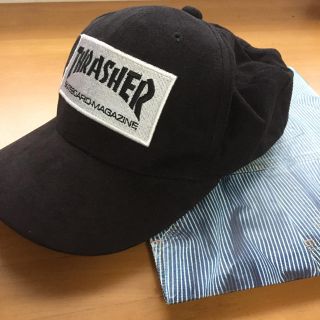 スラッシャー(THRASHER)の【THRASHER】キャップ 黒 ベロア(キャップ)